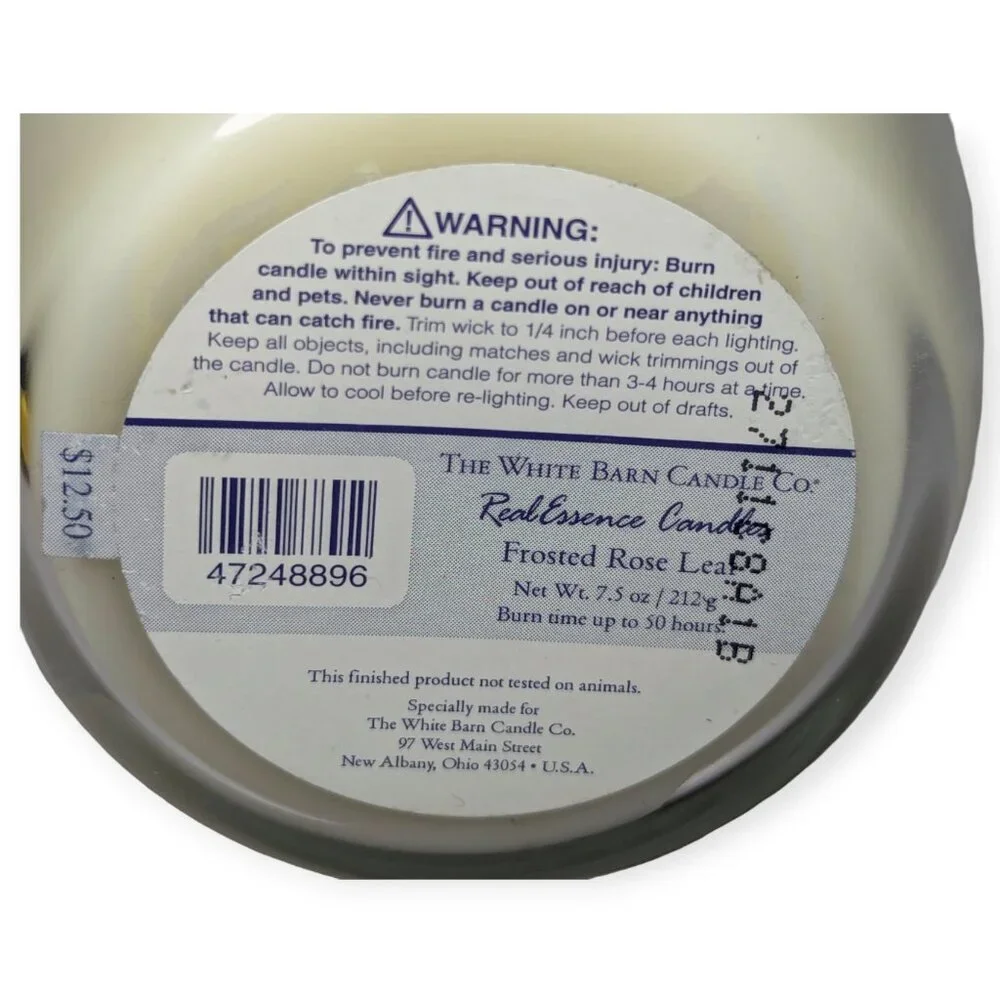 White Barn Candle Co Frosted Rose Leaf Jar Candle 7.5 oz New